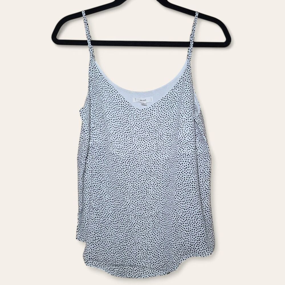 Mine Camisole Top Women’s Large White/ Black Polka Dots Semi Sheer Anthropologie